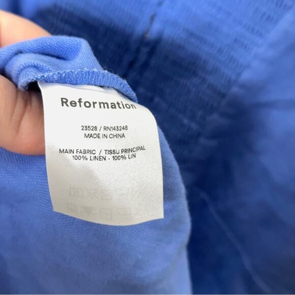 REFORMATION Desiree Linen Dress Dusk Blue {3L12} - Picture 6 of 6